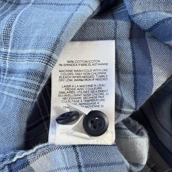 Express Blue and White Plaid Flannel Button Down Shirt Size XS - Picture 6 of 8